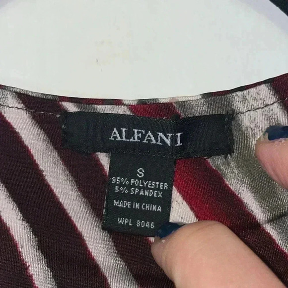 🛑Sold🛑 Alfani Red & Gray Shine Top-Small - Picture 4 of 4